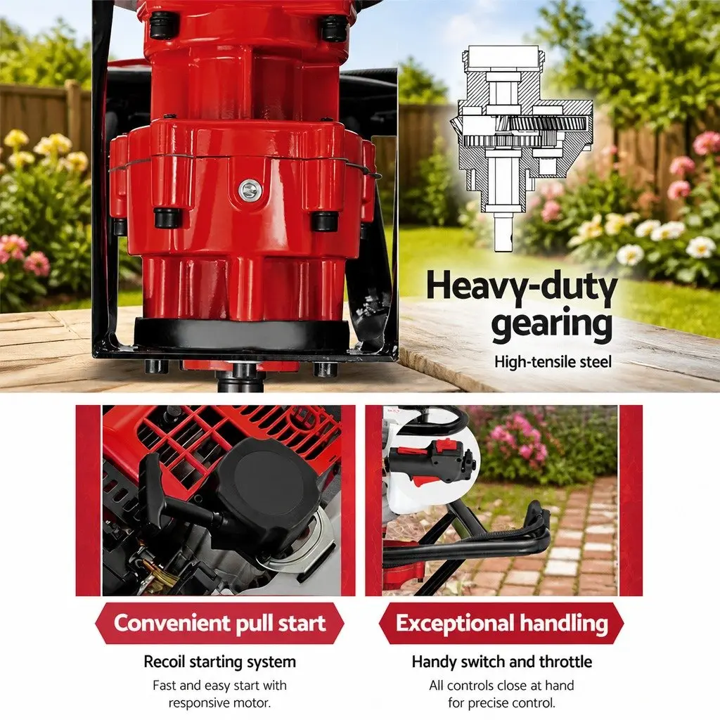 65cc Petrol Post Hole Digger Motor Engine 2-Stroke Auger Borer Power Tool