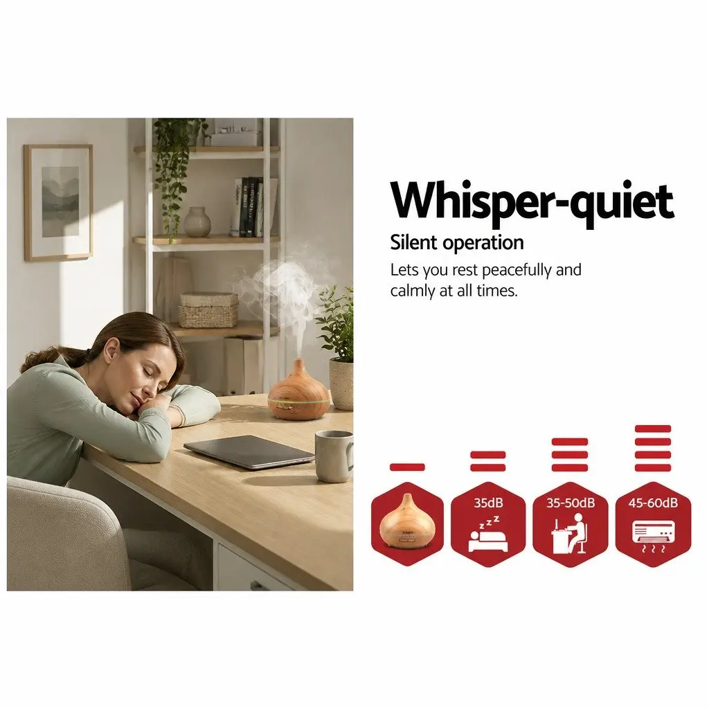 Aroma Diffuser Humidifier Ultrasonic 300ml Light Wood