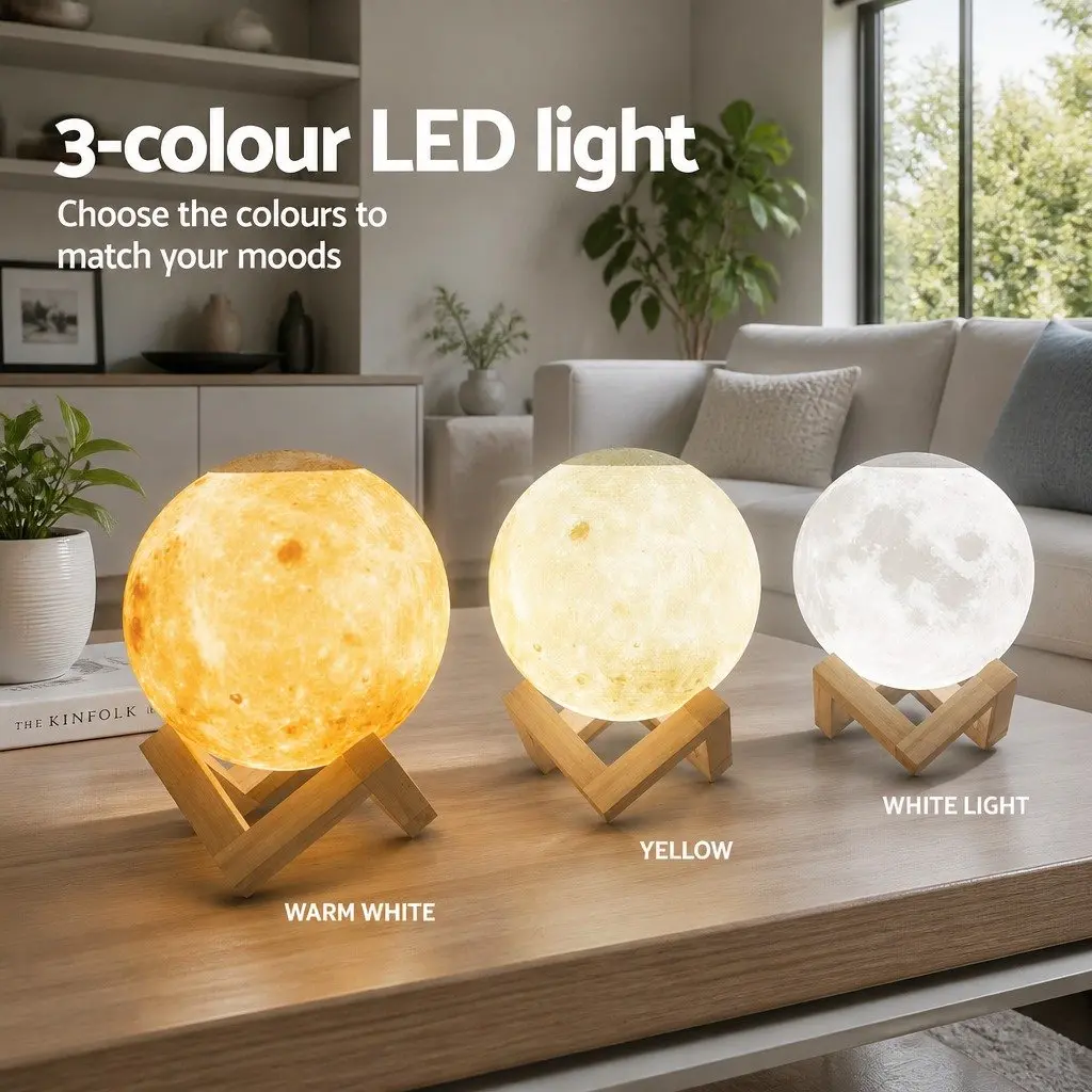 Aroma Diffuser Humidifier Moon Lamp 880ml White 4-in-1 Night Light