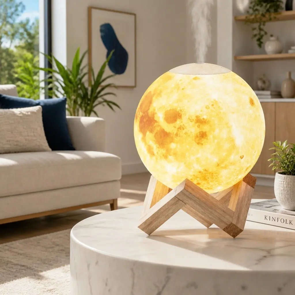 Aroma Diffuser Humidifier Moon Lamp 880ml White 4-in-1 Night Light