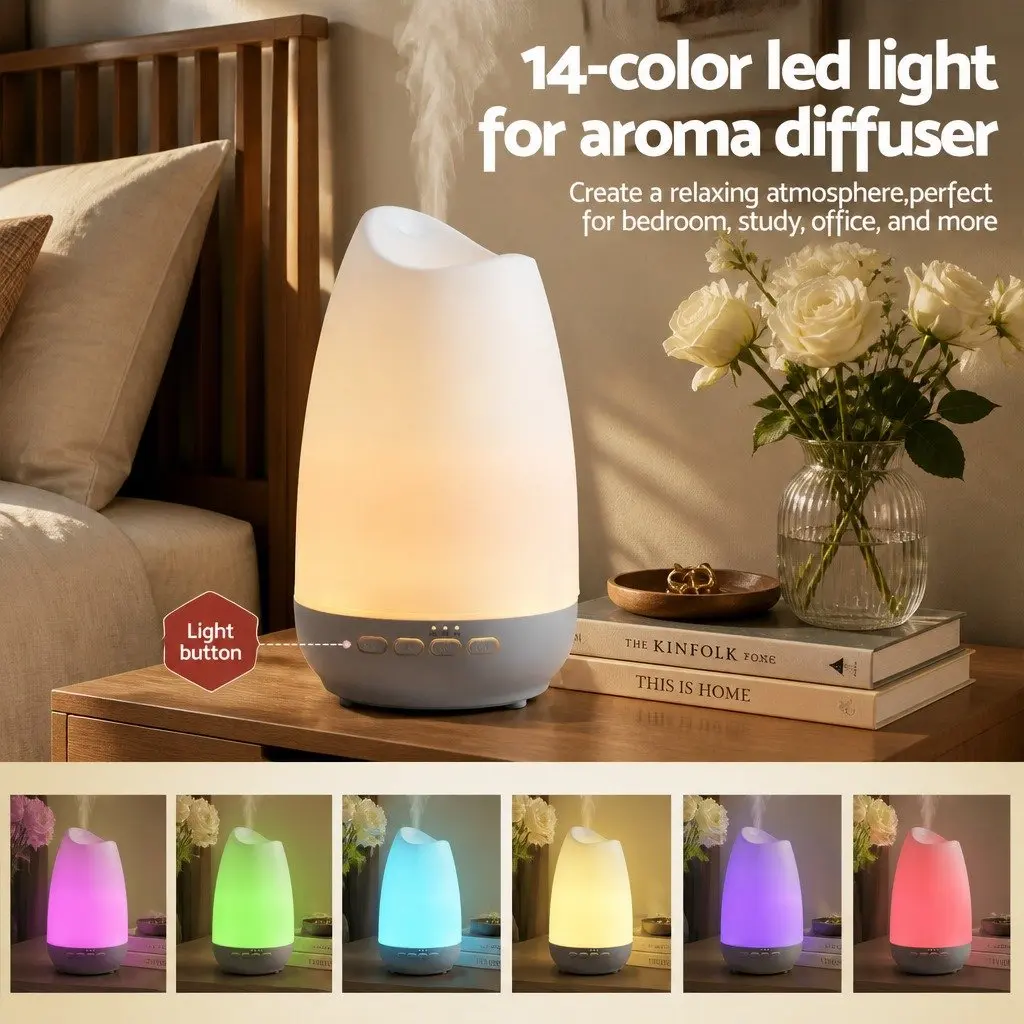 Aroma Diffuser Ultrasonic ABS and PP 300ml Light Wood Grain and White