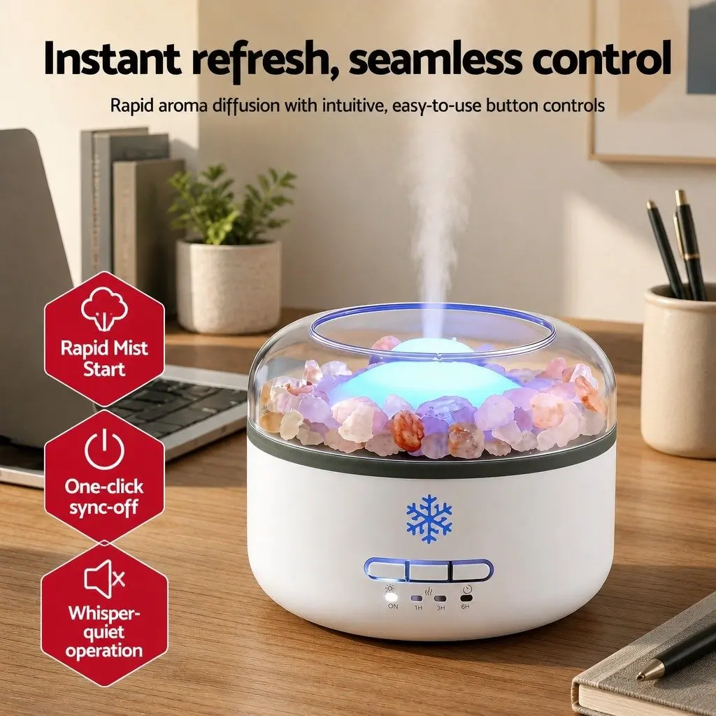 Aroma Diffuser Ultrasonic Humidifier 150ml Salt Lamp White