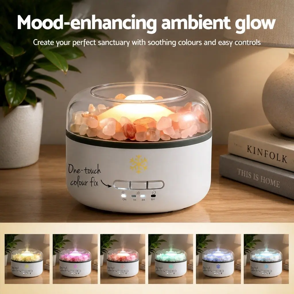 Aroma Diffuser Ultrasonic Humidifier 150ml Salt Lamp White