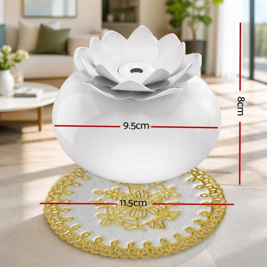 Aroma Diffuser Ceramic 200ml Lotus White Ultrasonic Humidifier
