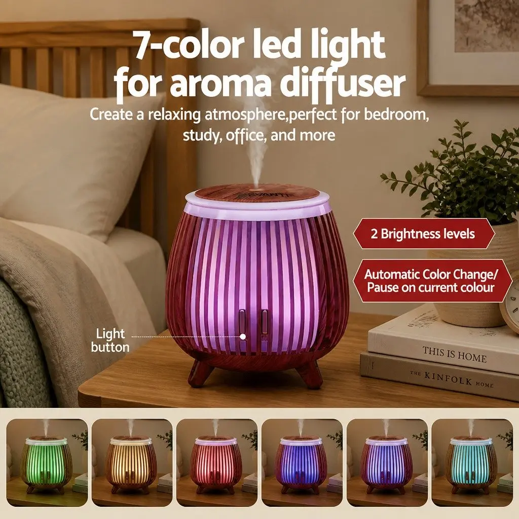 Aroma Diffuser Ultrasonic Humidifier 140ml LED Night Light Aromatherapy Mist