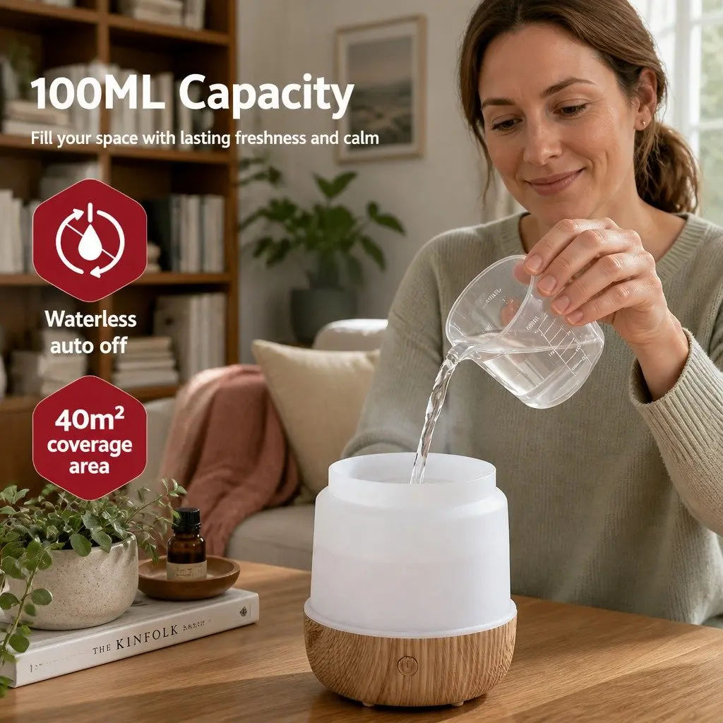 Ultrasonic Aroma Diffuser 100ml LED Aromatherapy Humidifier Mist Diffuser Night