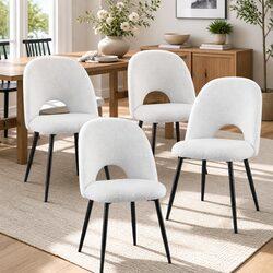 Practical Set of 4 Curved Backrest Dining Chairs for Everyday Use