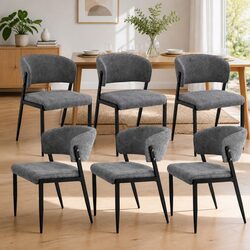 Ideal for Any Setting: 6 Grey Linen Dining Chairs