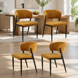 Set of 4 Yellow Dining Chairs for Kitchen and Café Use