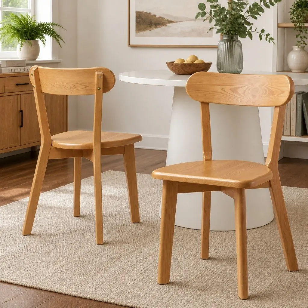 Dining Chairs Wooden Kitchen Accent Seating Rubber Wood Frame Cafe Lounge