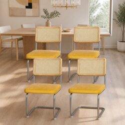 Practical Set of 4 Yellow Velvet Dining Chairs for Your Home