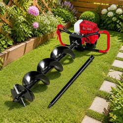 Post Hole Digger 200mm Petrol Auger Drill 63cc Engine Extension Bits Tools