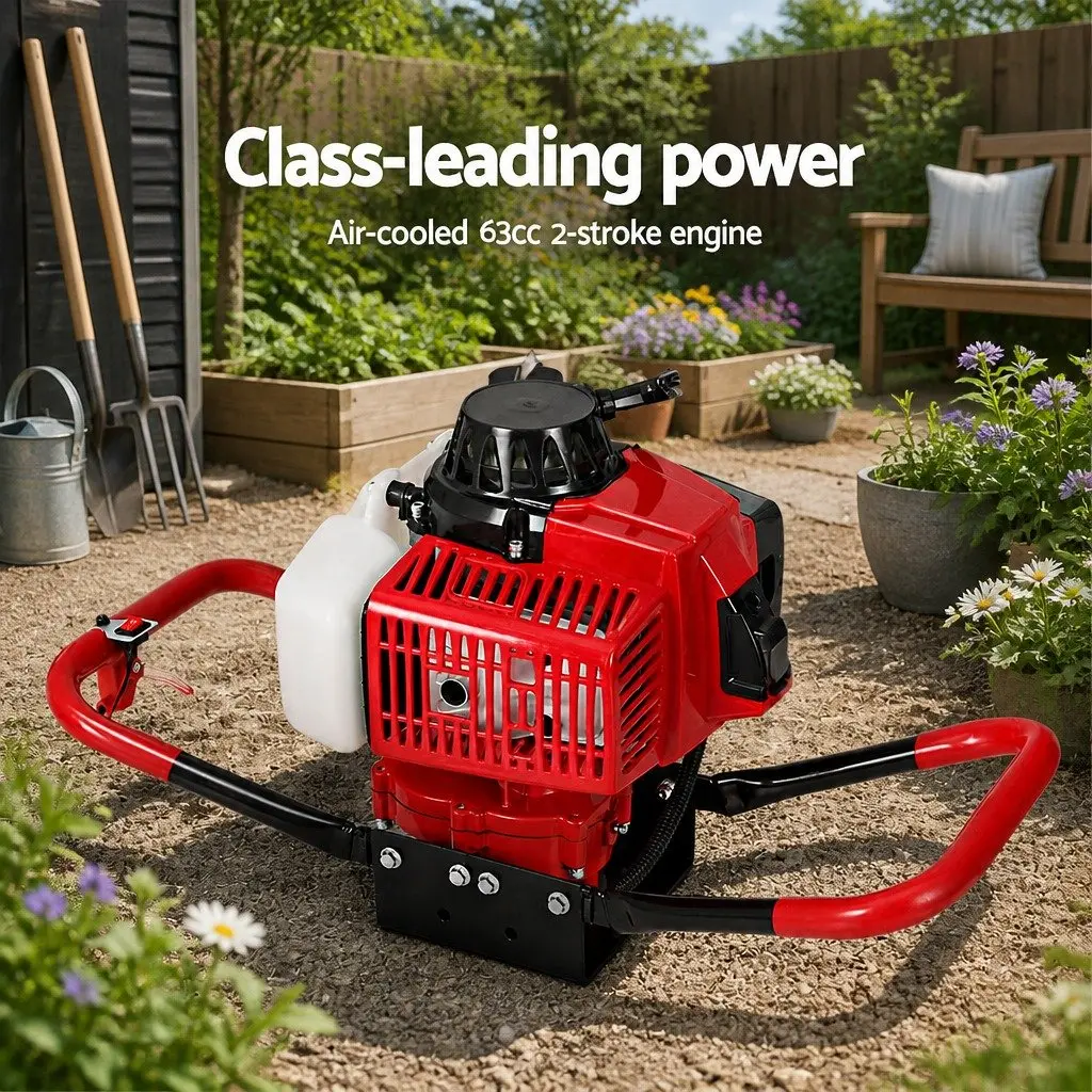Post Hole Digger 63cc 2-Stroke Petrol Engine Auger Extension Kit Outdoor Power Equipment Red or Black