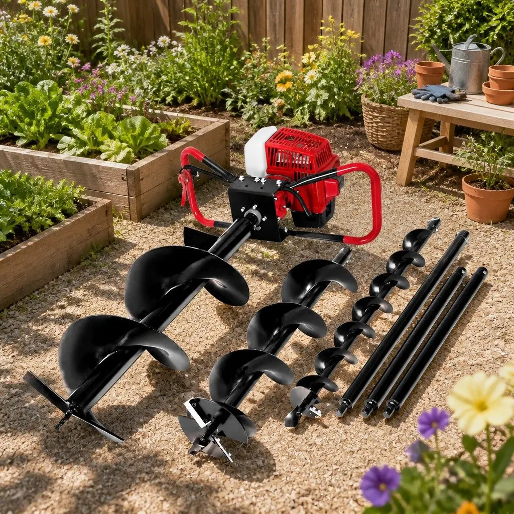 Post Hole Digger 63cc 2-Stroke Petrol Engine Auger Extension Kit Outdoor Power Equipment Red or Black