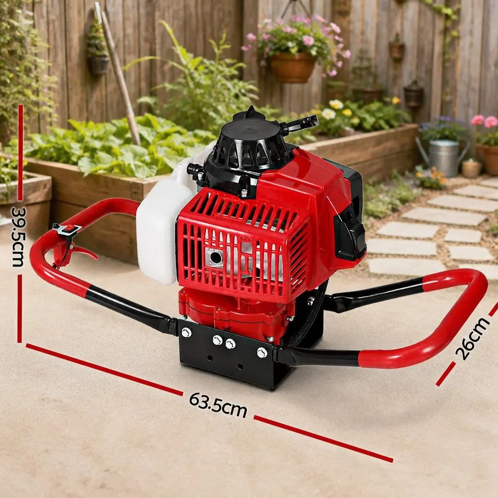 Post Hole Digger Petrol 63cc 2-Stroke Engine Motor Red Black