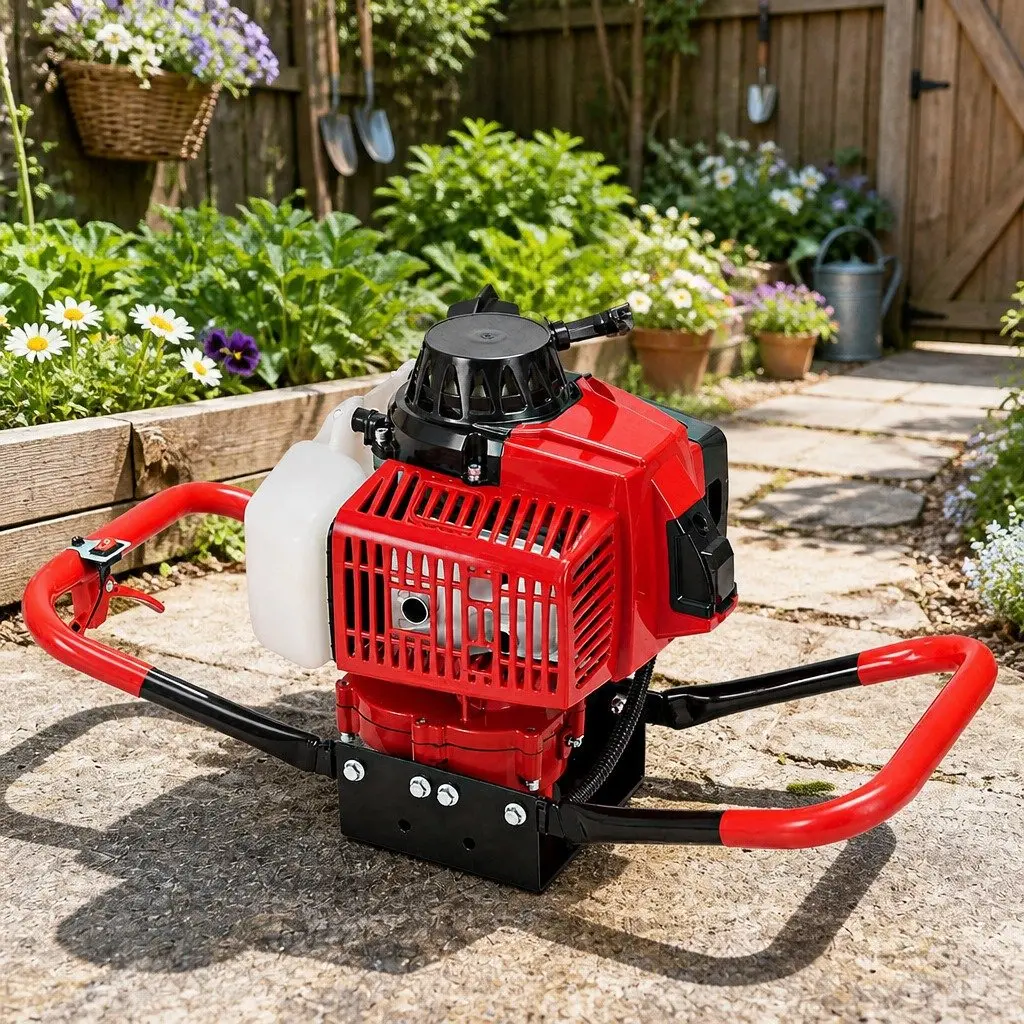 Post Hole Digger Petrol 63cc 2-Stroke Engine Motor Red Black