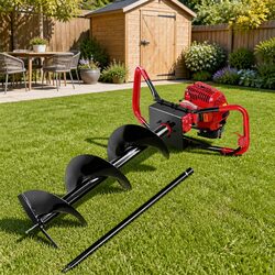 Post Hole Digger 65cc Petrol Power Drill 300mm Auger Extension Bits Earth Auger