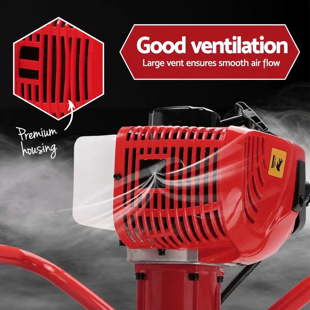 Post Hole Digger Motor 65cc 2-Stroke Engine Red and Black