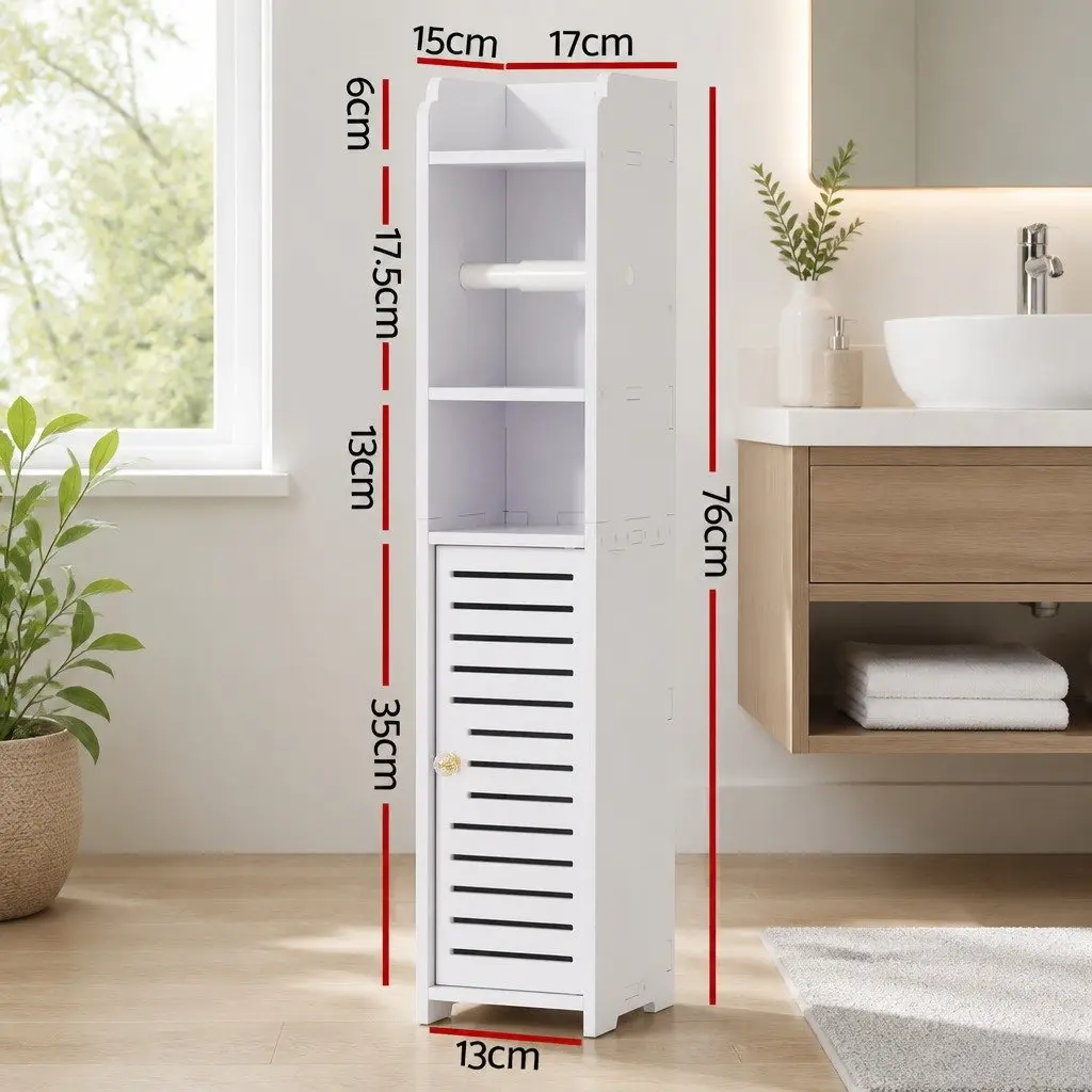 Bathroom Cabinet PVC 3 Tier Floor White Toilet Roll Holder Tissue Storage Organizer