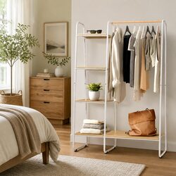 Clothes Rack Airer Coat Stand 150cm White Metal Storage Shelving Wardrobe Hanger