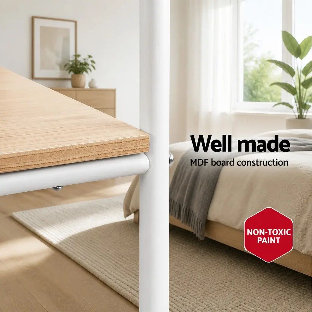 Clothes Rack Metal 150cm White Storage Shelving Coat Stand Hanger