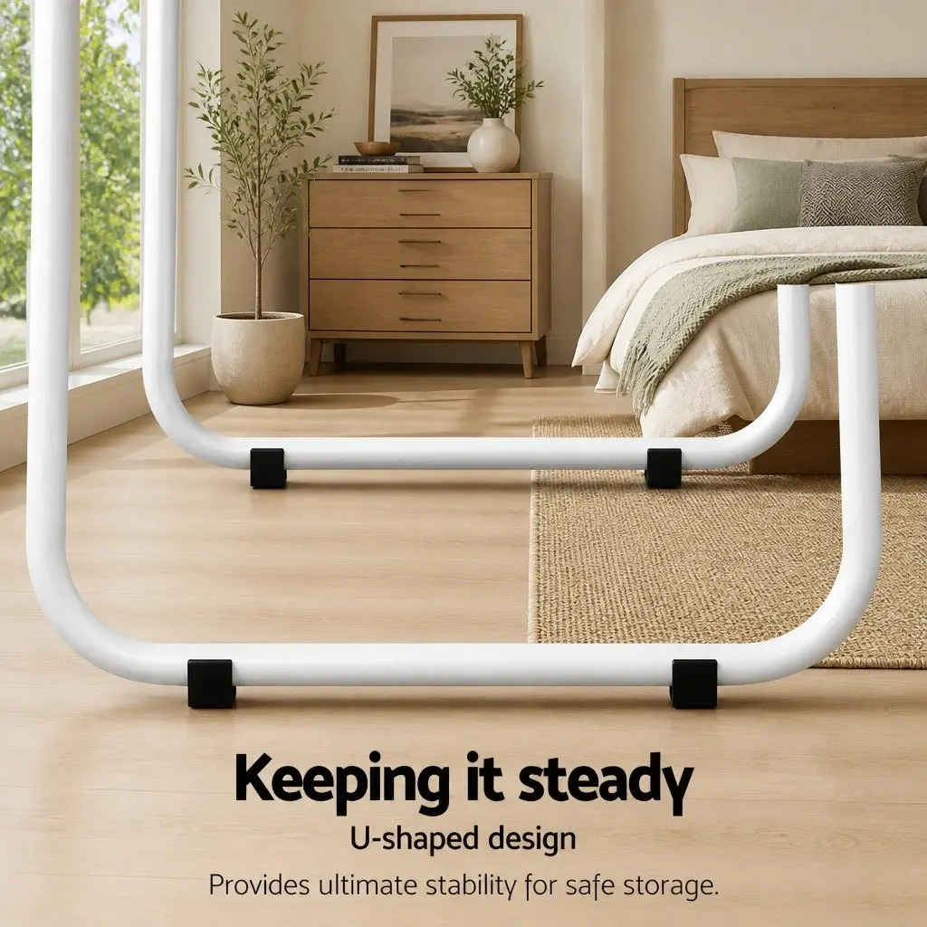 Clothes Rack Metal 150cm White Storage Shelving Coat Stand Hanger