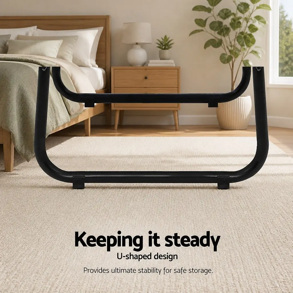Metal Clothes Rack with Shelves Coat Stand Storage Organizer 150cm Black