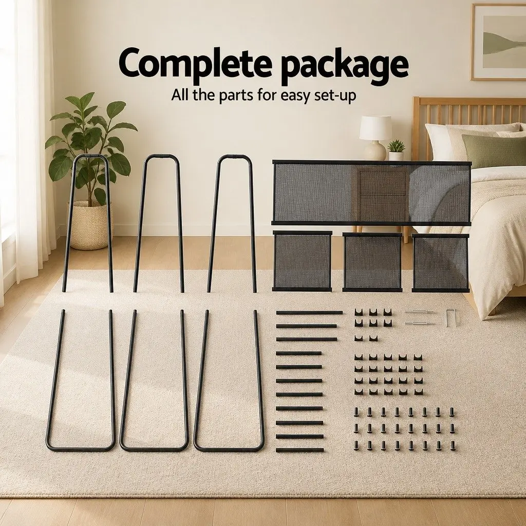 Metal Clothes Rack with Shelves Coat Stand Storage Organizer 150cm Black