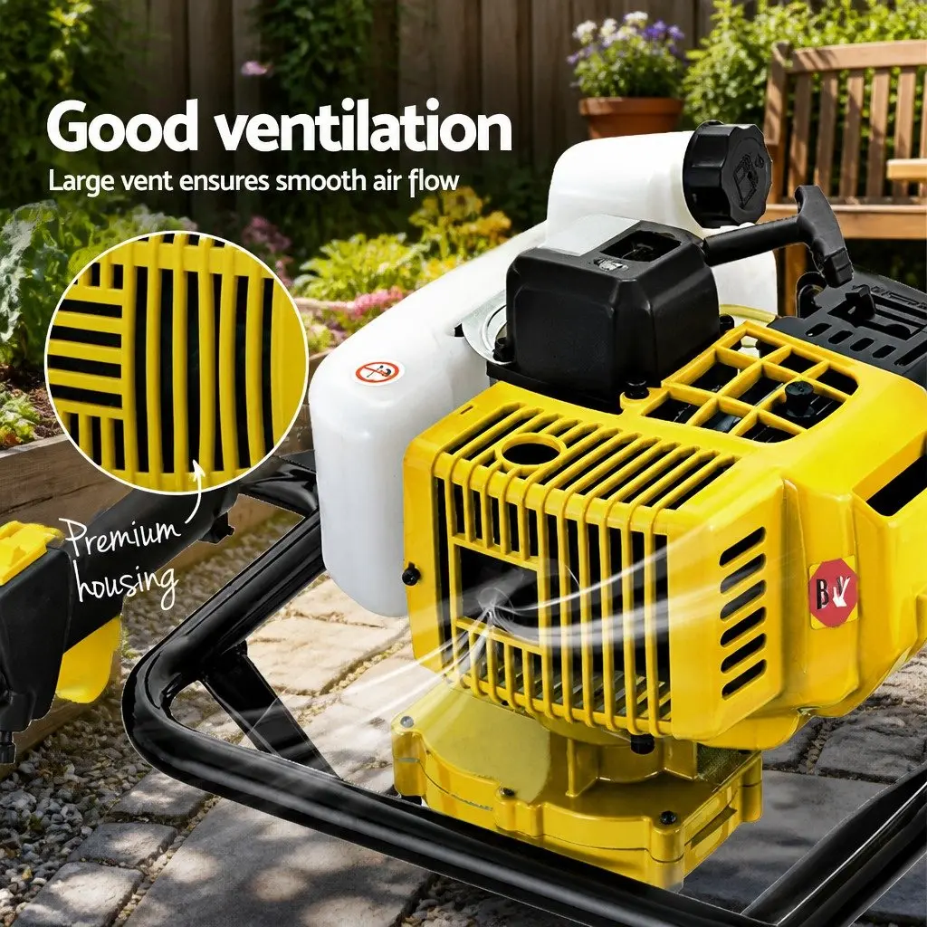 Post Hole Digger Petrol 65cc 200mm Yellow Heavy Duty Steel Construction