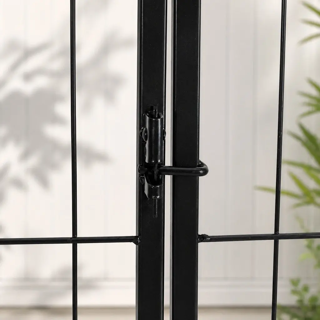 8 Panel Portable Foldable Pet Playpen Exercise Pen 24 Inch Black Steel