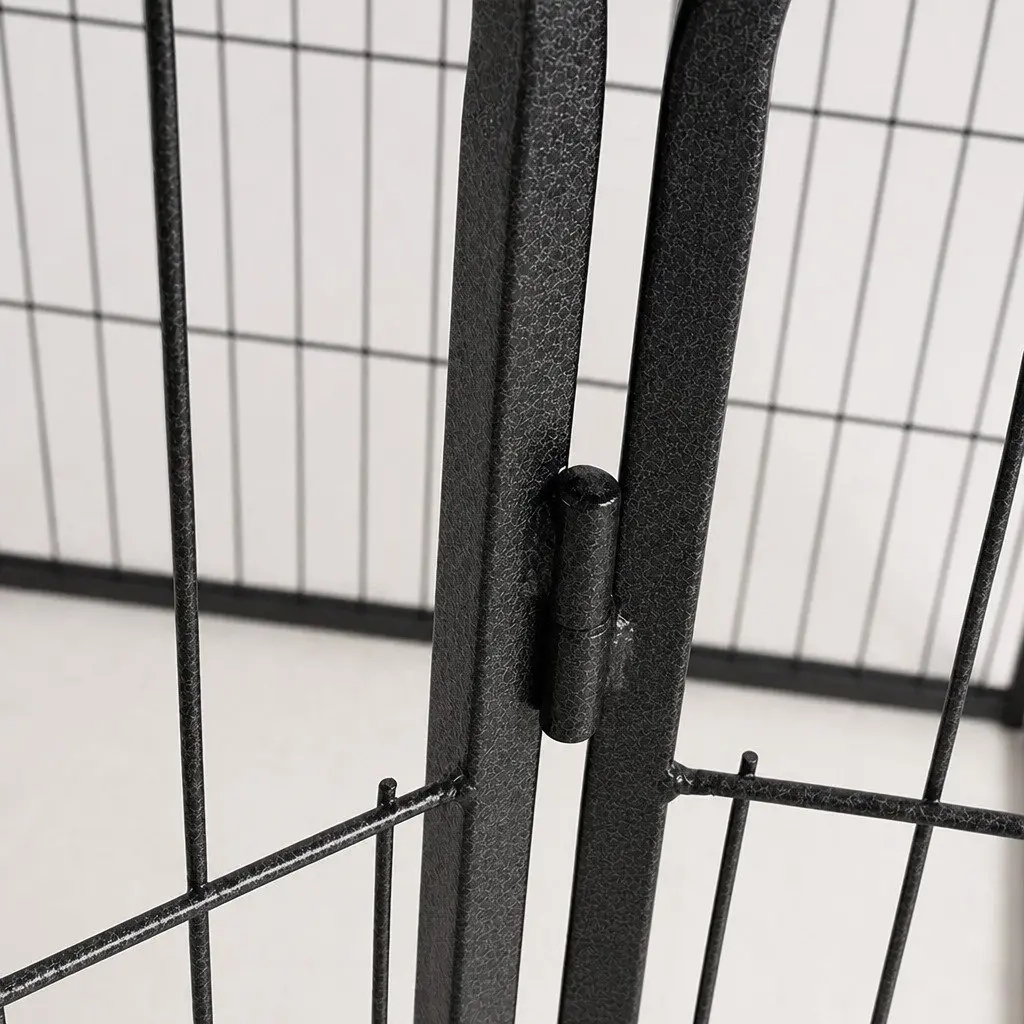 8 Panel Portable Foldable Pet Playpen Exercise Pen 24 Inch Black Steel