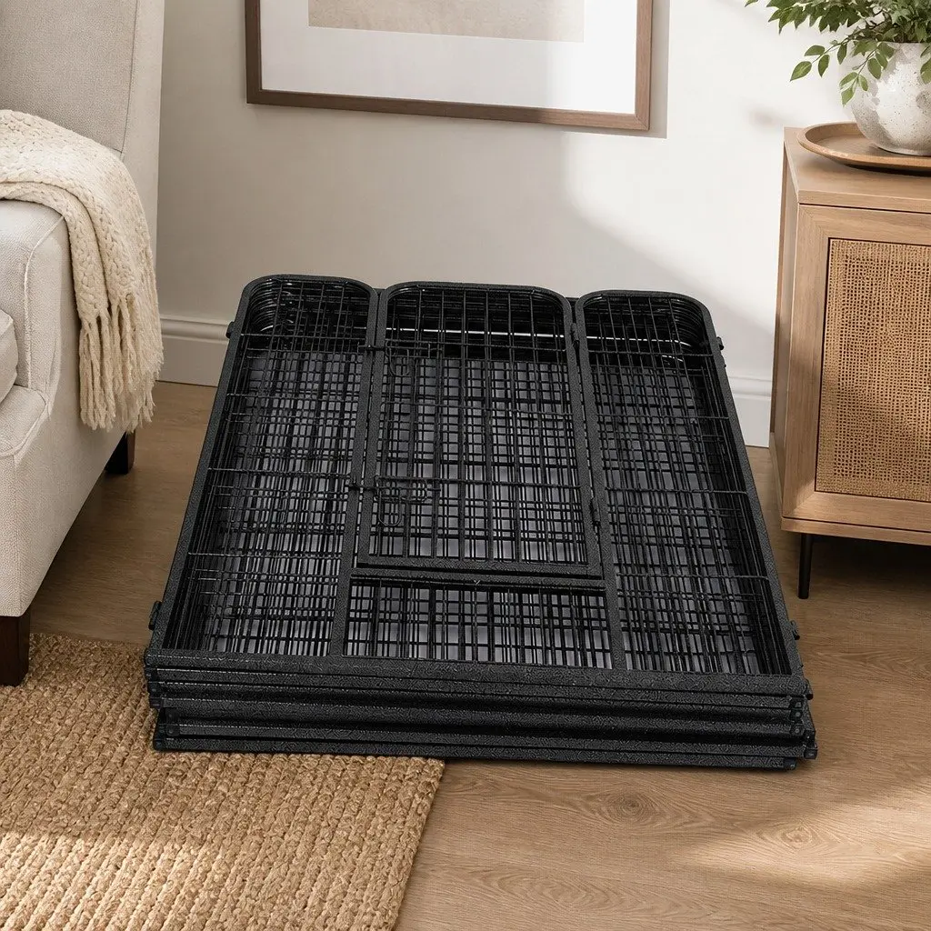 8 Panel Pet Dog Playpen Steel Foldable Portable Black