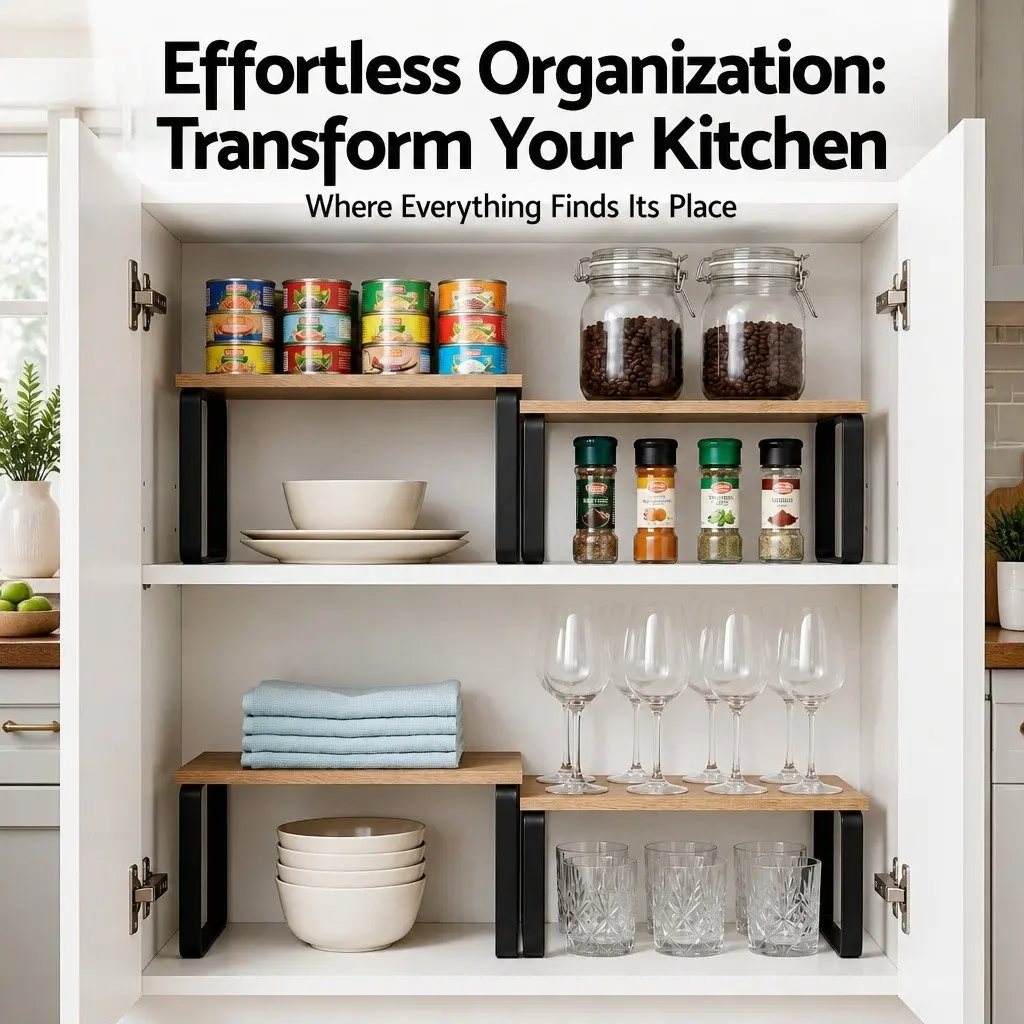 Kitchen Storage Shelves Rack Organiser Pine Wood Metal 2 Piece