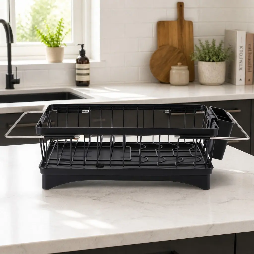 Dish Drying Rack Polypropylene Iron 49 x 28 x 13 cm Black
