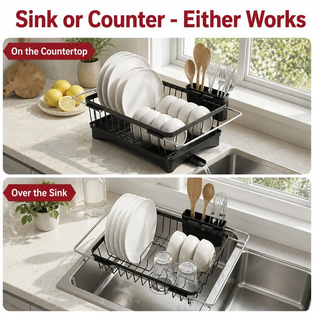 Dish Drying Rack Polypropylene Iron 49 x 28 x 13 cm Black