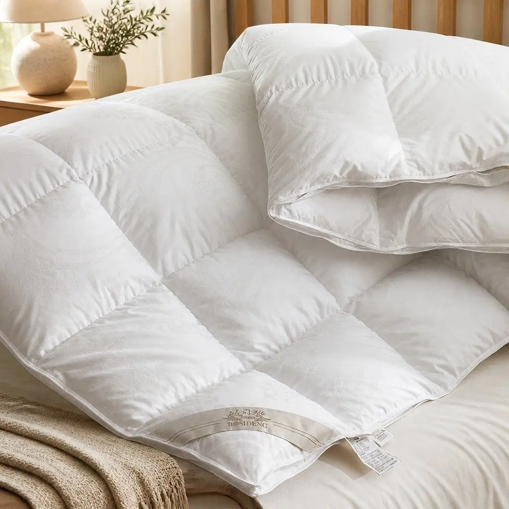 Goose Down Feather Quilt Double 500GSM Lightweight Breathable White Cotton Cover