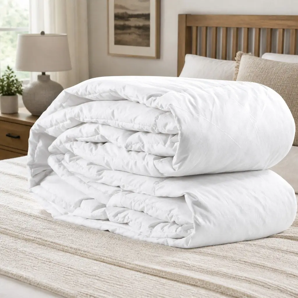Single Goose Down Feather Quilt 500GSM Cotton Cover 140cm x 210cm White