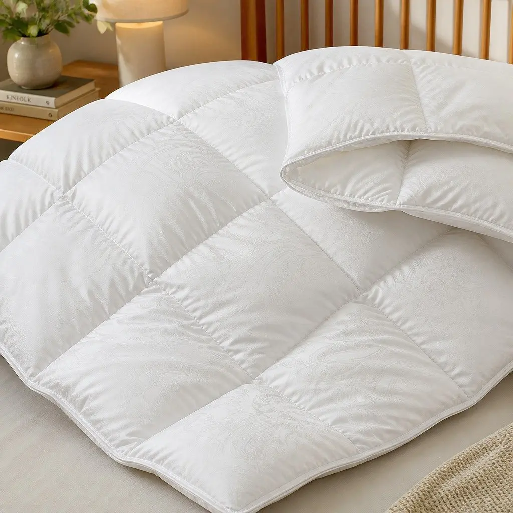 Single Goose Down Feather Quilt 500GSM Cotton Cover 140cm x 210cm White