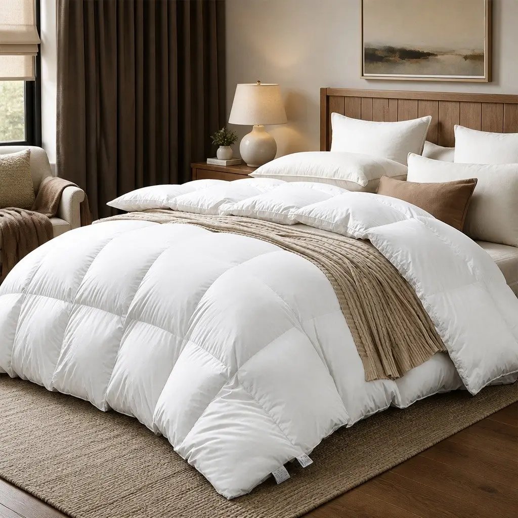 Single Goose Down Feather Quilt 500GSM Cotton Cover 140cm x 210cm White