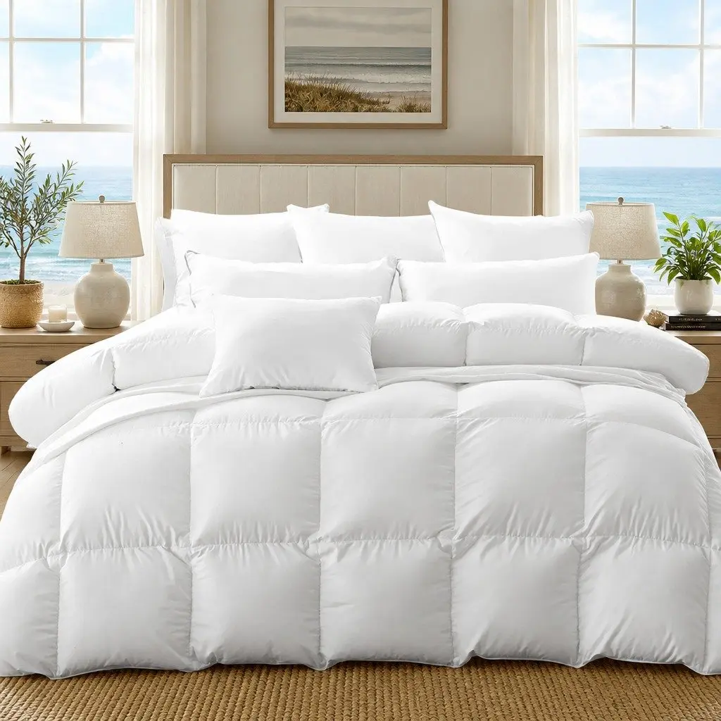 Single Goose Down Feather Quilt 500GSM Cotton Cover 140cm x 210cm White