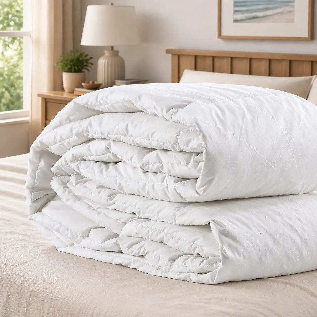 Goose Down Feather Quilt Double Cotton 700GSM White All Season Baffle Box Stitched