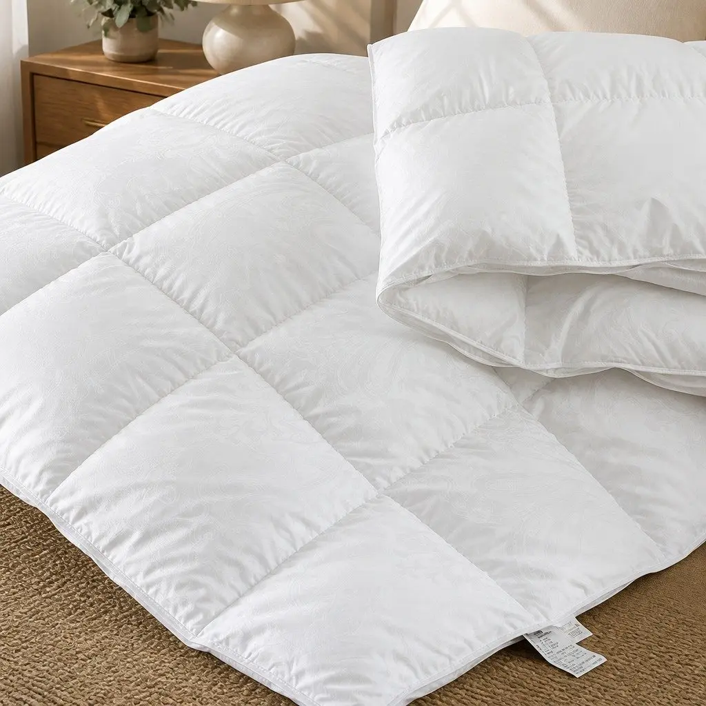 Goose Down Feather Quilt Double Cotton 700GSM White All Season Baffle Box Stitched