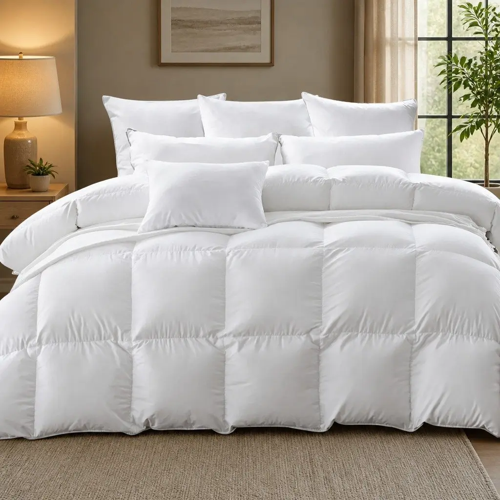 Single Quilt Goose Down Feather 700GSM Cotton Cover Lightweight White All Season
