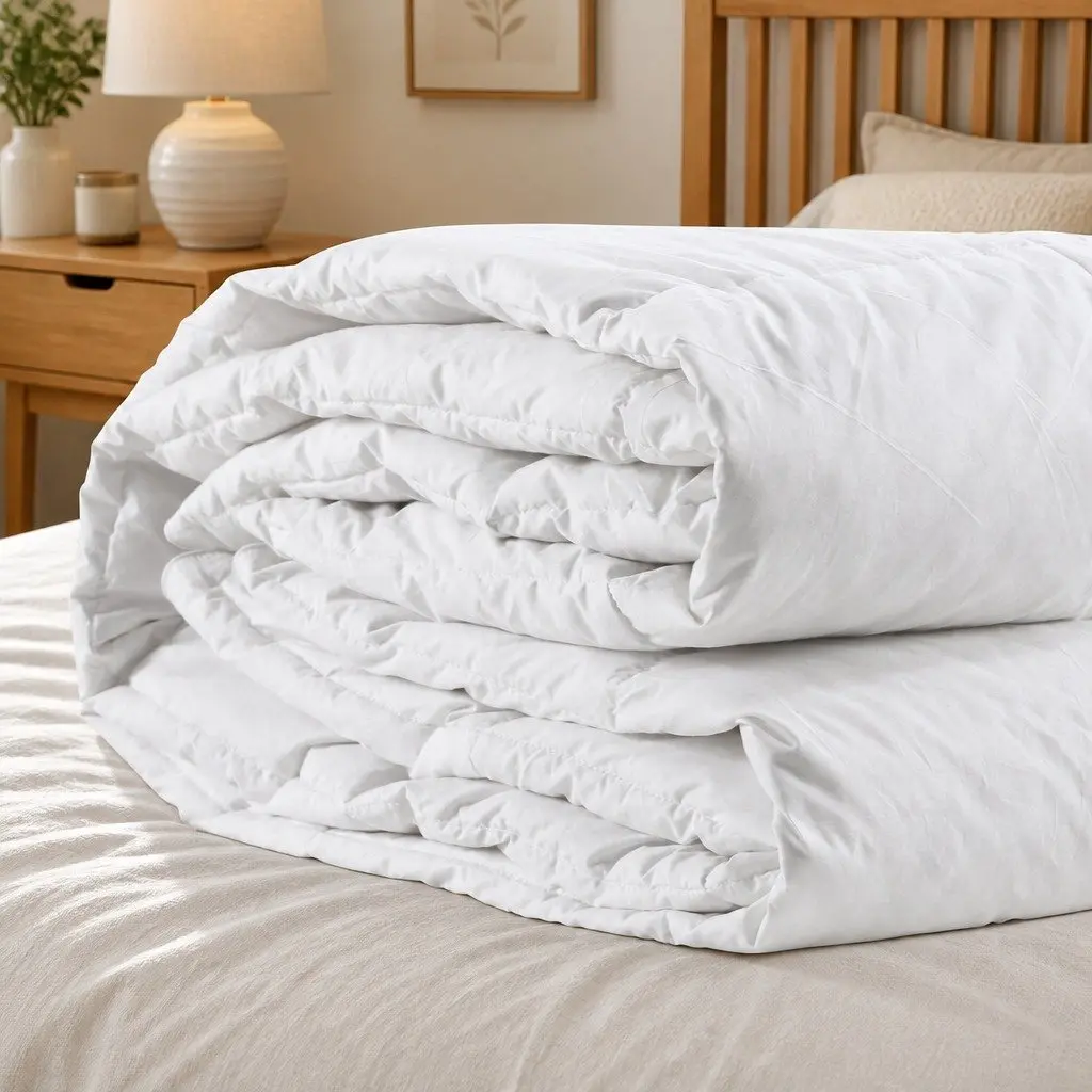 Single Quilt Goose Down Feather 700GSM Cotton Cover Lightweight White All Season