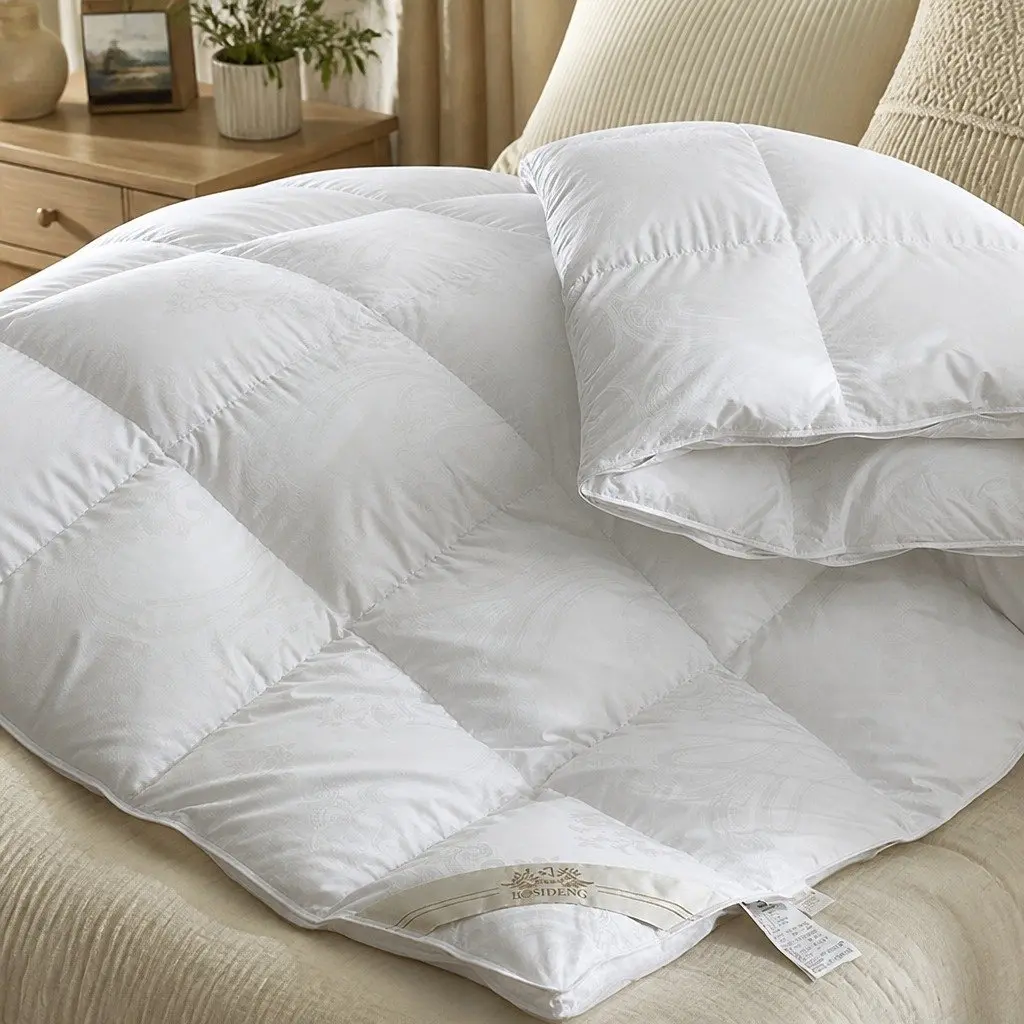 Single Quilt Goose Down Feather 700GSM Cotton Cover Lightweight White All Season