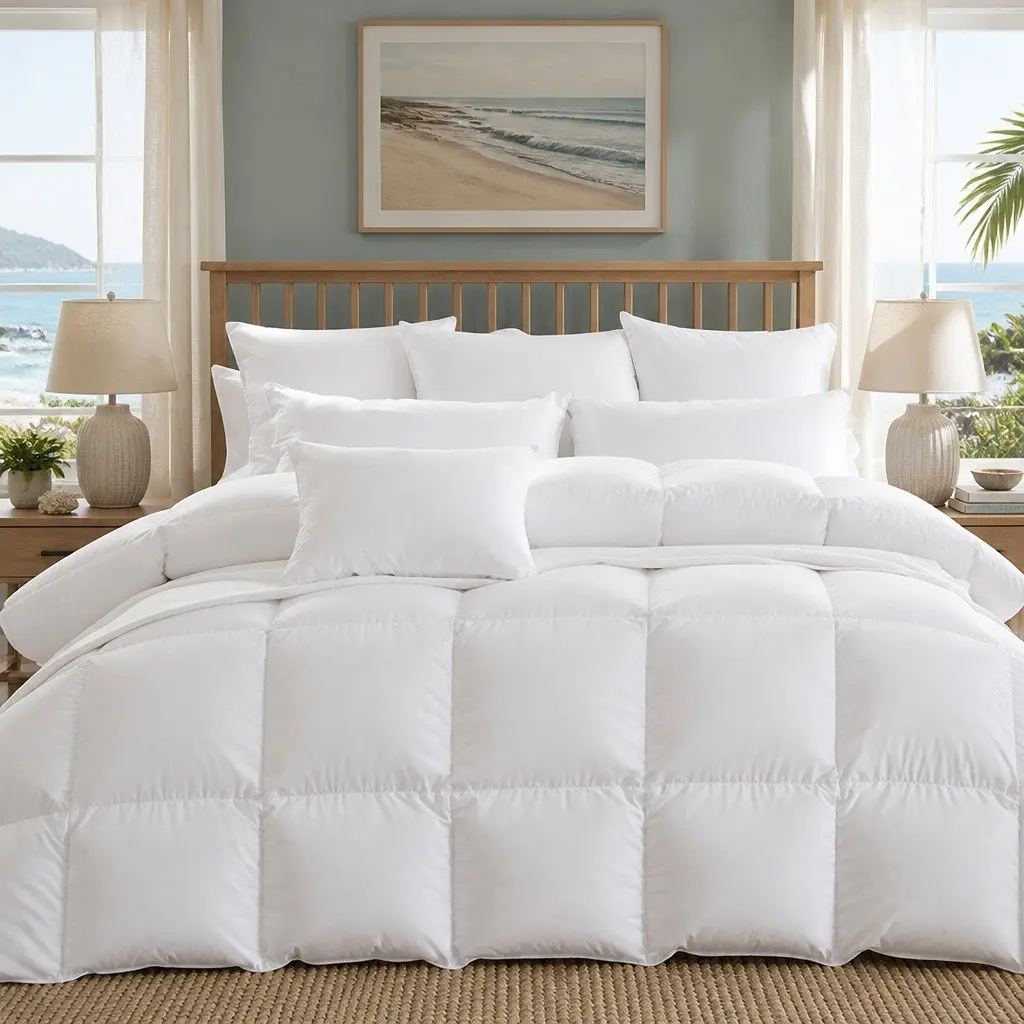 Single Quilt Goose Down Feather 700GSM Cotton Cover Lightweight White All Season