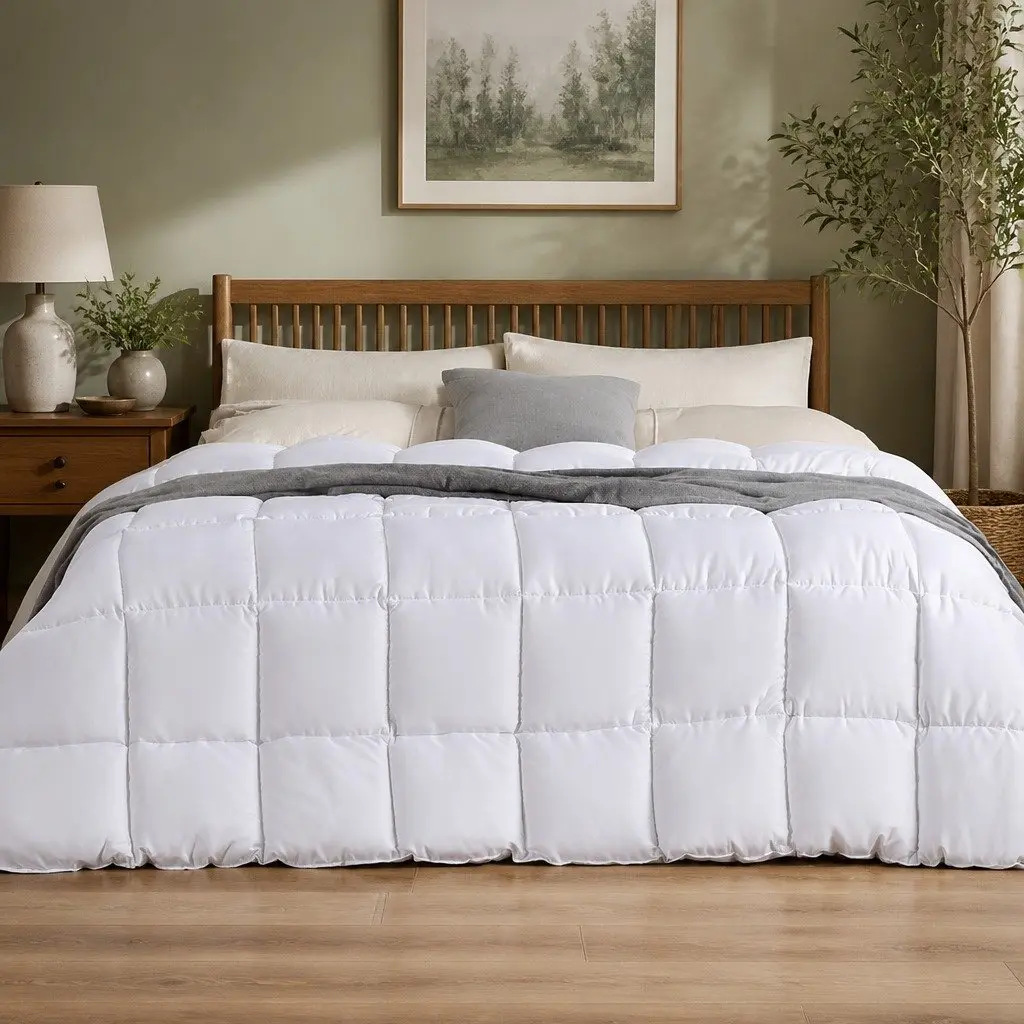Bamboo Quilt Single 200GSM Lightweight Breathable White Bedding
