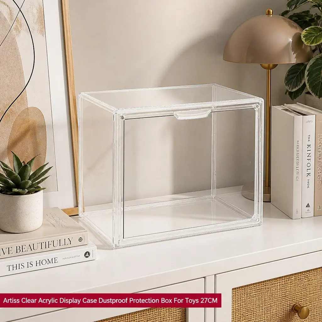 Acrylic Display Case Dustproof Protection Box 36cm L x 22cm W x 27cm H Transparent