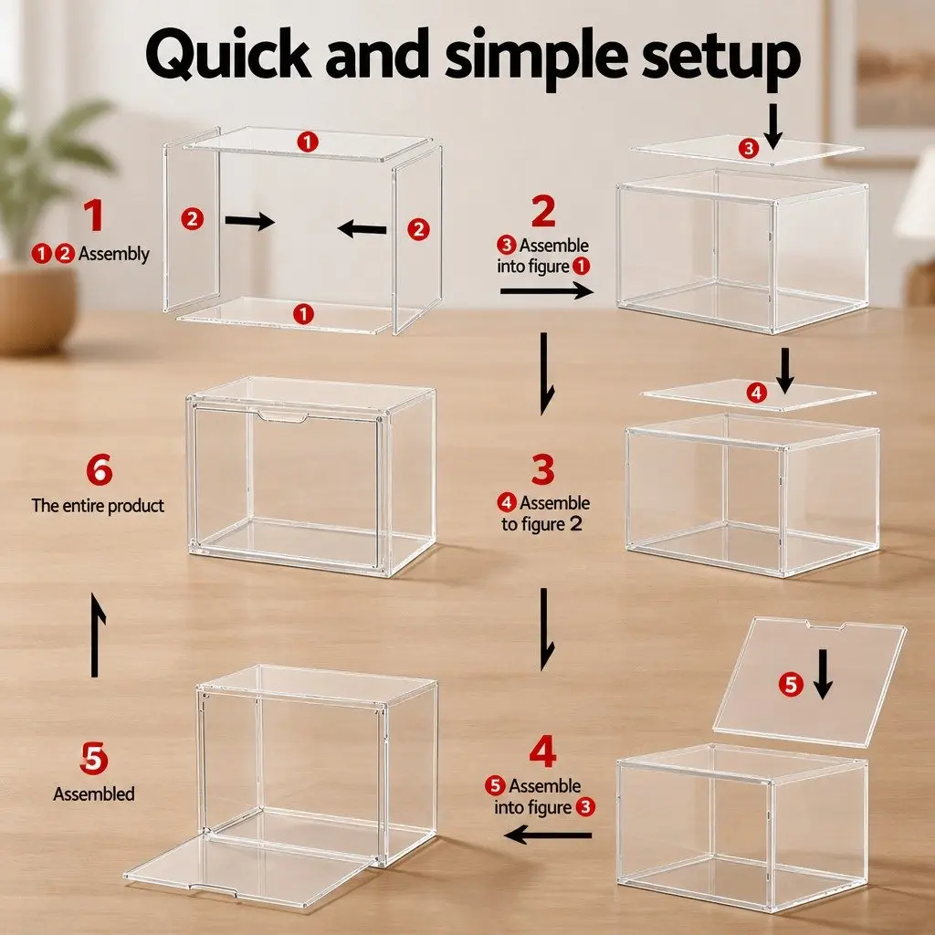 Acrylic Display Case Dustproof Protection Box 36cm L x 22cm W x 27cm H Transparent