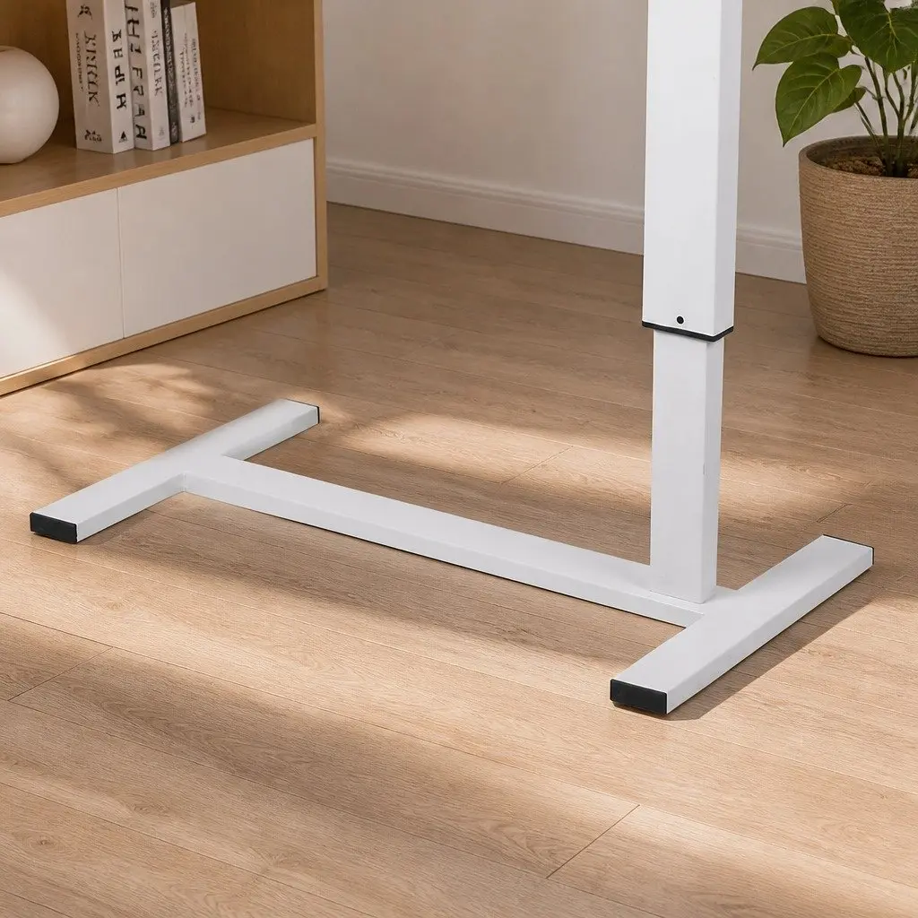 Standing Desk Height Adjustable Gas Lift 65-93cm White Steel MDF Home Office Table